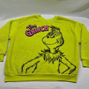 Grinch Fuzzy Fleece Sweater Womens XXL Christmas Sherpa Sweatshirt Pullover 1X